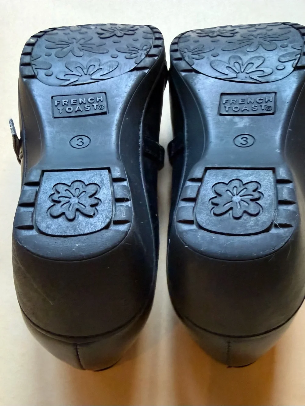 French Toast Girls Black Mary Jane Dress Shoes Bow Buckle Size 3